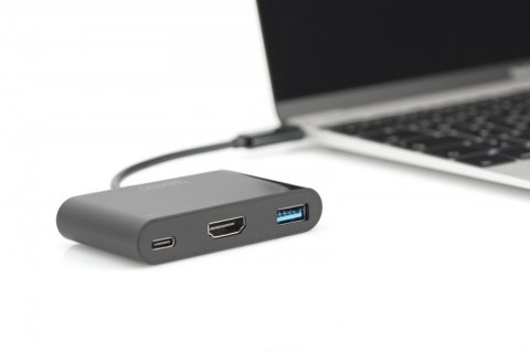Multi Adapter 1xHDMI 4K 30Hz UHD 1xUSB Typ C Power Delivery, 1xUSB A na USB 3.1 Typ C, czarny Multi Adapter 1xHDMI 4K 30Hz UHD 1xUSB Typ C Power Delivery, 1xUSB A na USB 3.1 Typ C, czarny