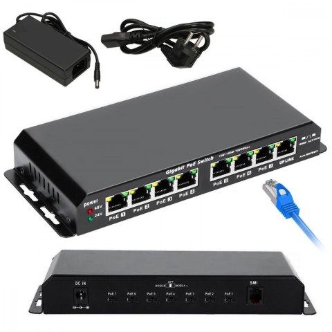 Przełącznik Gigabit PoE 8-7 port 24V 60W Przełącznik Gigabit PoE 8-7 port 24V 60W