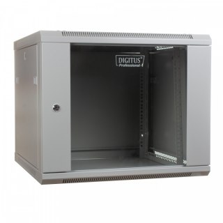 Szafa sieciowa wisząca 19 cali 9U rack 600x600, drzwi szyba, niedzielona, niezłożona, Szara
