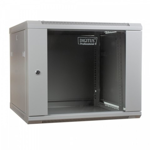 Szafa sieciowa wisząca 19 cali 9U rack 600x600, drzwi szyba, niedzielona, niezłożona, Szara