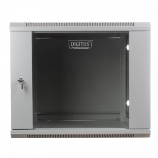 Szafa sieciowa wisząca 19 cali 9U rack 600x600, drzwi szyba, niedzielona, niezłożona, Szara