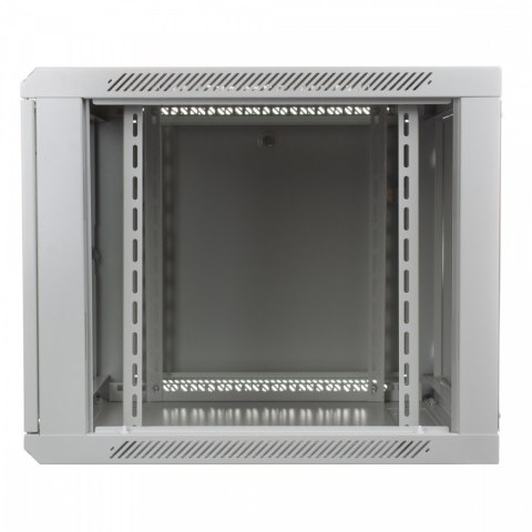 Szafa sieciowa wisząca 19 cali 9U rack 600x600, drzwi szyba, niedzielona, niezłożona, Szara