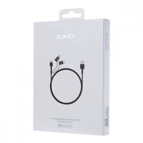 CB-BAL5 3w1 kabel micro USB | USB-C | Lightning | 1.2m nylonowy oplot czarny CB-BAL5 3w1 kabel micro USB | USB-C | Lightning | 1.2m nylonowy oplot czarny