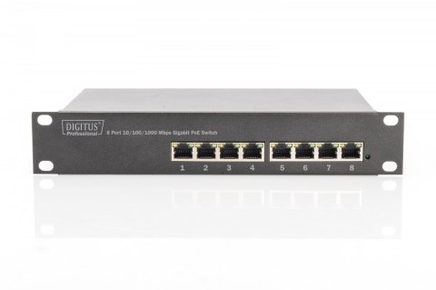 Switch niezarządzalny Gigabit 10 cali Rack 8-portów, 8x10/100/1000Mbps PoE+ af/at 96W