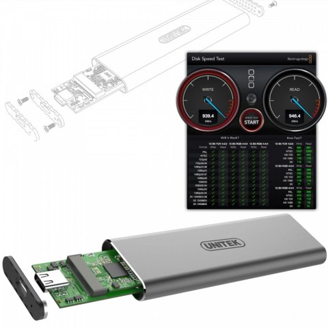 Obudowa USB3.1 Gen2 Typ-C - M.2 SSD PCIe/NVMe; S1201A Obudowa USB3.1 Gen2 Typ-C - M.2 SSD PCIe/NVMe; S1201A