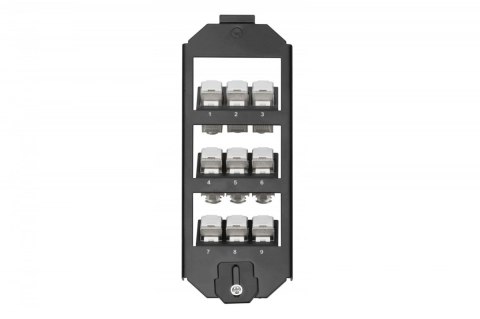 Ramka na 9 modułów typu Keystone (9xKeystone) montaż pod kątem 45° do paneli podłogowych Ackermann Ramka na 9 modułów typu Keystone (9xKeystone) montaż pod kątem 45° do paneli podłogowych Ackermann