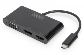Adapter graficzny HDMI/DP/VGA 4K 60Hz UHD/ FHD na USB 3.1 Typ C, z audio, Czarny
