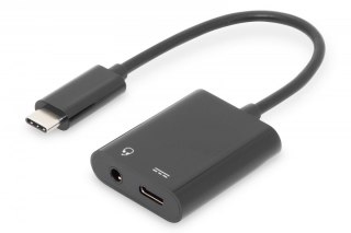 Kabel rozdzielacz USB 3.1 Typ C Gen.2 SuperSpeed+ 10Gbps Mini Jack 3.5mm + Typ USB C 20cm Czarny
