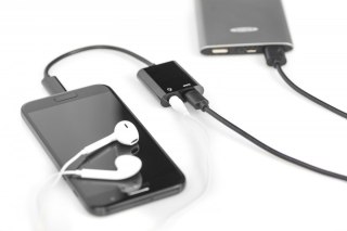Kabel rozdzielacz USB 3.1 Typ C Gen.2 SuperSpeed+ 10Gbps Mini Jack 3.5mm + Typ USB C 20cm Czarny