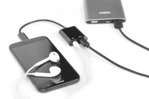 Kabel rozdzielacz USB 3.1 Typ C Gen.2 SuperSpeed+ 10Gbps Mini Jack 3.5mm + Typ USB C 20cm Czarny