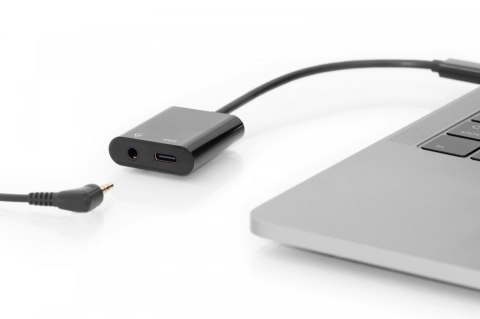 Kabel rozdzielacz USB 3.1 Typ C Gen.2 SuperSpeed+ 10Gbps Mini Jack 3.5mm + Typ USB C 20cm Czarny