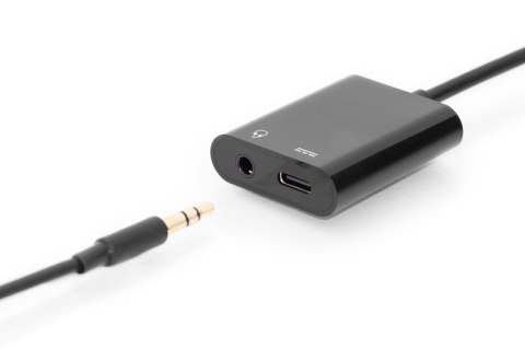 Kabel rozdzielacz USB 3.1 Typ C Gen.2 SuperSpeed+ 10Gbps Mini Jack 3.5mm + Typ USB C 20cm Czarny