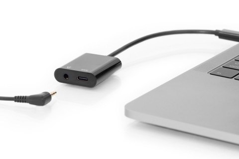 Kabel rozdzielacz USB 3.1 Typ C Gen.2 SuperSpeed+ 10Gbps Mini Jack 3.5mm + Typ USB C 20cm Czarny