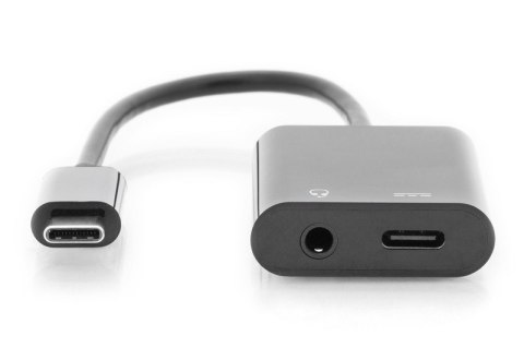 Kabel rozdzielacz USB 3.1 Typ C Gen.2 SuperSpeed+ 10Gbps Mini Jack 3.5mm + Typ USB C 20cm Czarny