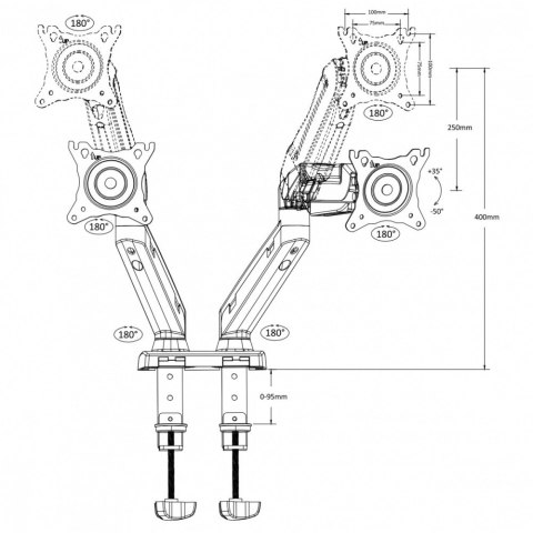 Uchwyt Na 2 Monitory 13-27 8kg MC-861