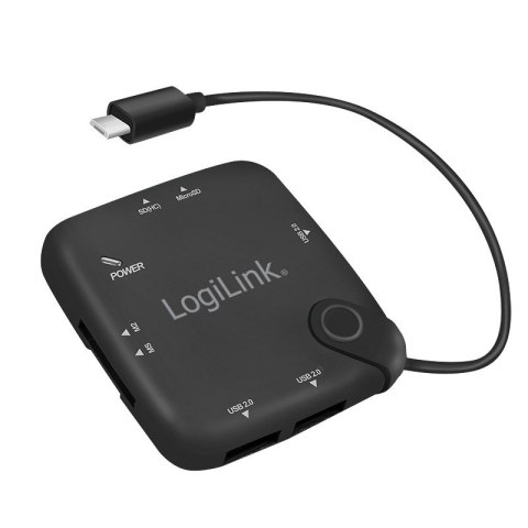 Hub USB 2.0, 3 porty, z czytnikiem kart, OTG, Micro-USB, Android Hub USB 2.0, 3 porty, z czytnikiem kart, OTG, Micro-USB, Android