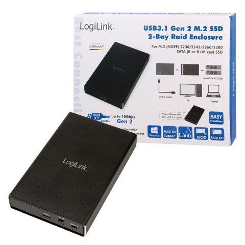 Zewnętrzna obudowa SSD 2x M.2 SATA, USB3.1 gen2, Raid Zewnętrzna obudowa SSD 2x M.2 SATA, USB3.1 gen2, Raid