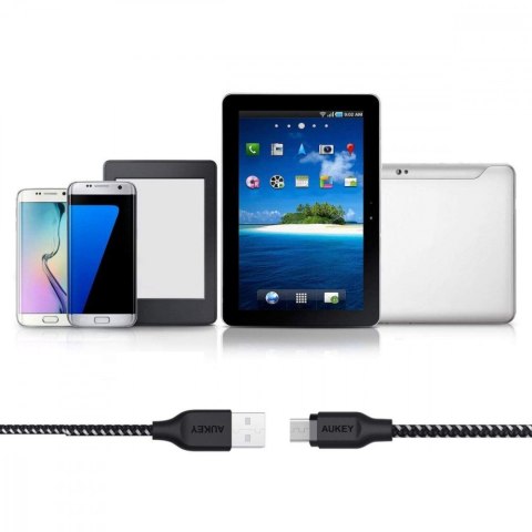 CB-AM1 kabel micro USB - USB-A 1,2m Quick Charge nylonowy oplot czarno-biały CB-AM1 kabel micro USB - USB-A 1,2m Quick Charge nylonowy oplot czarno-biały