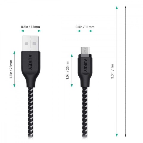 CB-AM1 kabel micro USB - USB-A 1,2m Quick Charge nylonowy oplot czarno-biały CB-AM1 kabel micro USB - USB-A 1,2m Quick Charge nylonowy oplot czarno-biały