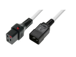 Kabel zasilający serwerowy blokada IEC LOCK 3x1,5mm2 C20 prosty/C19 prosty M/Ż 2m Biały