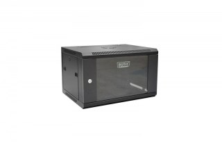 Szafa wisząca jednosekcyjna 19 cali 6U 368/600/450mm drzwi szklane Czarna