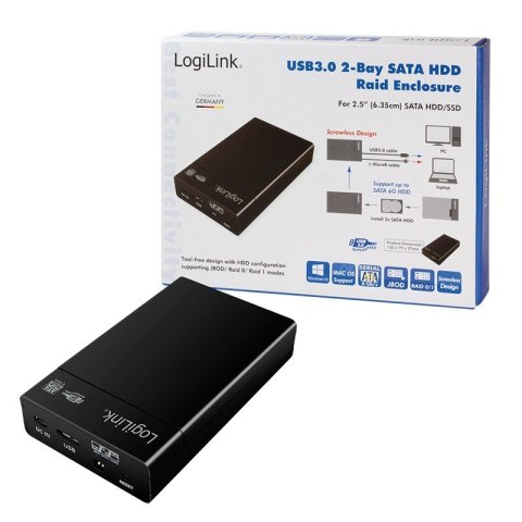 Obudowa 2xHDD/SDD USB 3.0, 2.5 cala, Raid Obudowa 2xHDD/SDD USB 3.0, 2.5 cala, Raid