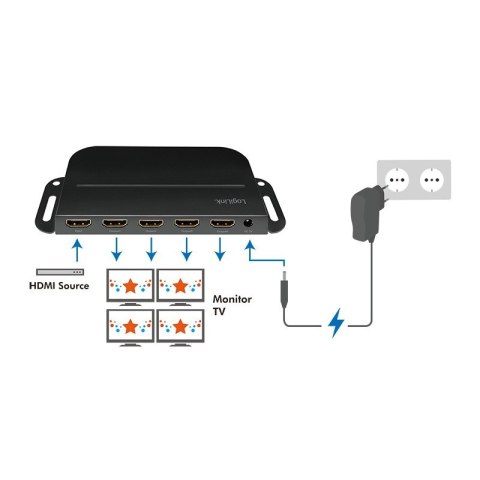 Splitter 1 do 4x HDMI 2.0b 4K, z uchwytem montażowym Splitter 1 do 4x HDMI 2.0b 4K, z uchwytem montażowym