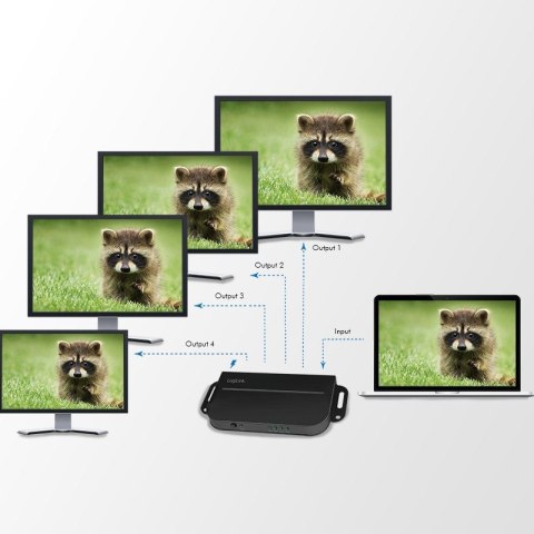 Splitter 1 do 4x HDMI 2.0b 4K, z uchwytem montażowym Splitter 1 do 4x HDMI 2.0b 4K, z uchwytem montażowym