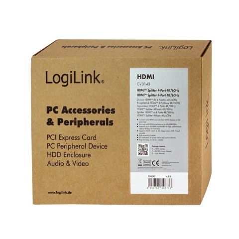 Splitter 1 do 4x HDMI 2.0b 4K, z uchwytem montażowym Splitter 1 do 4x HDMI 2.0b 4K, z uchwytem montażowym
