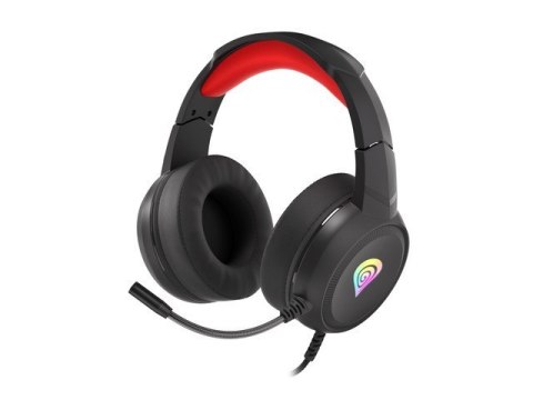Słuchawki dla graczy Genesis Neon 200 z mikrofonem podświetlenie RGB Czarno-czerwone Słuchawki dla graczy Genesis Neon 200 z mikrofonem podświetlenie RGB Czarno-czerwone
