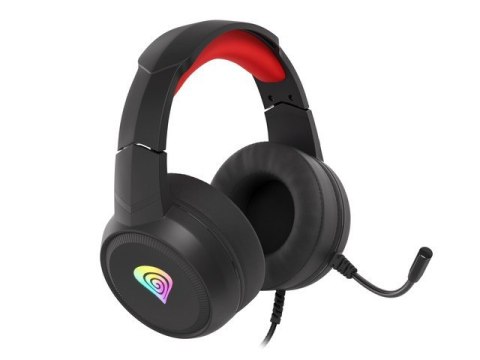 Słuchawki dla graczy Genesis Neon 200 z mikrofonem podświetlenie RGB Czarno-czerwone Słuchawki dla graczy Genesis Neon 200 z mikrofonem podświetlenie RGB Czarno-czerwone