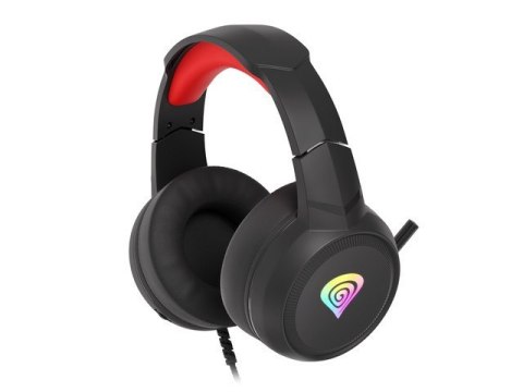 Słuchawki dla graczy Genesis Neon 200 z mikrofonem podświetlenie RGB Czarno-czerwone Słuchawki dla graczy Genesis Neon 200 z mikrofonem podświetlenie RGB Czarno-czerwone
