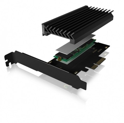 Karta PCIe z gniazdem M.2 M-Key dla jednego dysku SSD M.2 NVMe, podświetlenie ARGB IB-PCI224M2-RGB Karta PCIe z gniazdem M.2 M-Key dla jednego dysku SSD M.2 NVMe, podświetlenie ARGB IB-PCI224M2-RGB