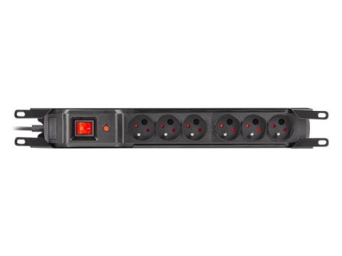 Listwa przeciwprzepięciowa rack 19cali M6 3m 6x230V czarna M6/30/R/CZ Listwa przeciwprzepięciowa rack 19cali M6 3m 6x230V czarna M6/30/R/CZ