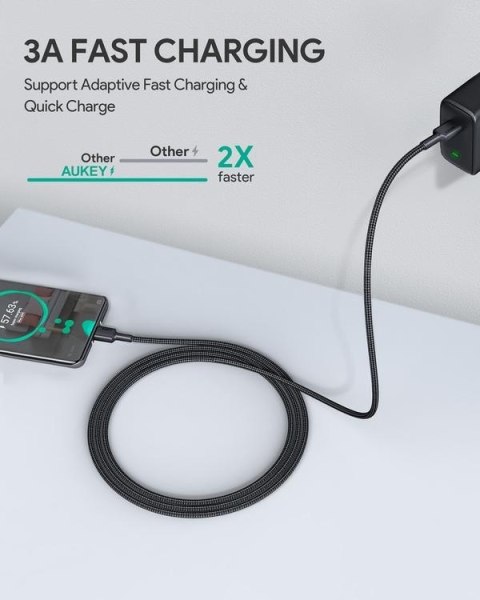CB-CC1 OEM kabel USB-C - USB-C 1m 60W PD 3A 20V nylonowy oplot czarny CB-CC1 OEM kabel USB-C - USB-C 1m 60W PD 3A 20V nylonowy oplot czarny
