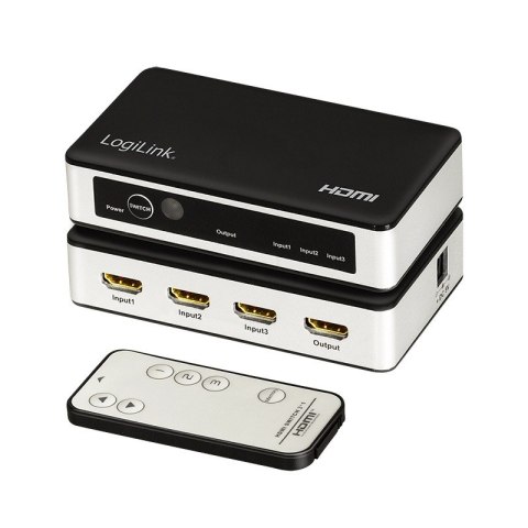 Switch 3x1 HDMI, 4K 60Hz, z pilotem Switch 3x1 HDMI, 4K 60Hz, z pilotem