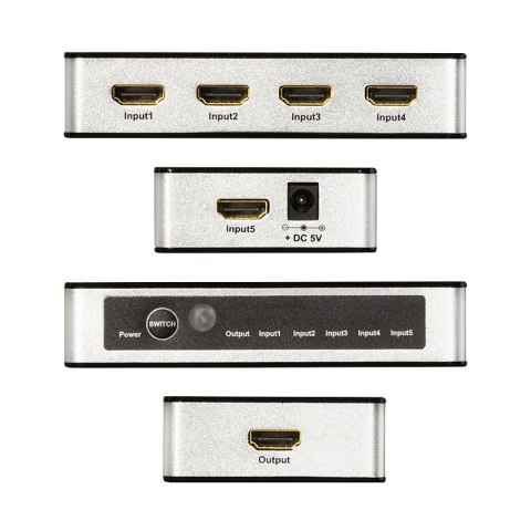 Switch 5x1 HDMI, 4K 60Hz, z pilotem Switch 5x1 HDMI, 4K 60Hz, z pilotem