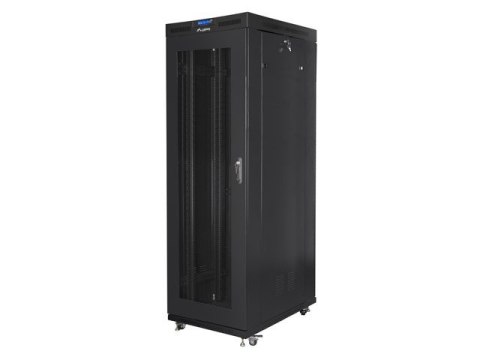 Szafa instalacyjna rack stojąca 19 42U 800x1000 czarna, drzwi perforowane LCD (Flat pack)