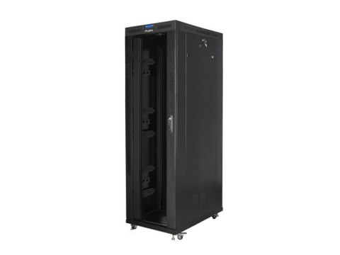 Szafa instalacyjna rack stojąca 19 42U 800x1200 czarna, drzwi szklane LCD (Flat pack) Szafa instalacyjna rack stojąca 19 42U 800x1200 czarna, drzwi szklane LCD (Flat pack)