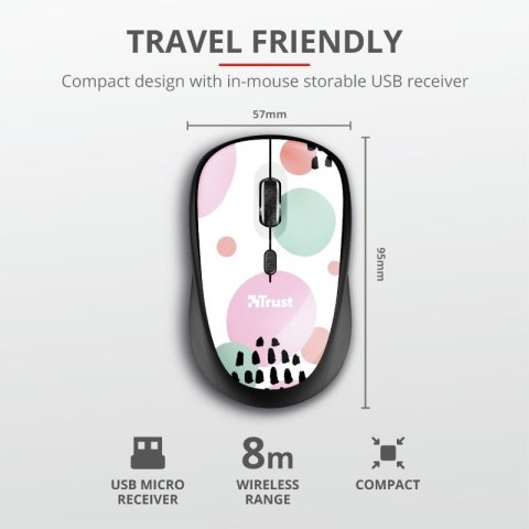 YVI WIRELESS PINK CIRCL ES mysz komputerowa YVI WIRELESS PINK CIRCL ES mysz komputerowa