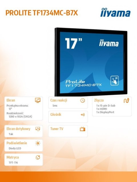 Monitor 17 TF1734MC-B7X TN,POJ.10pkt.HDMI,DP,5:4,IP65