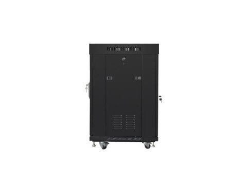 Szafa instalacyjna Rack stojąca 19 15U 600X600 czarna, drzwi sklane (flat pack)