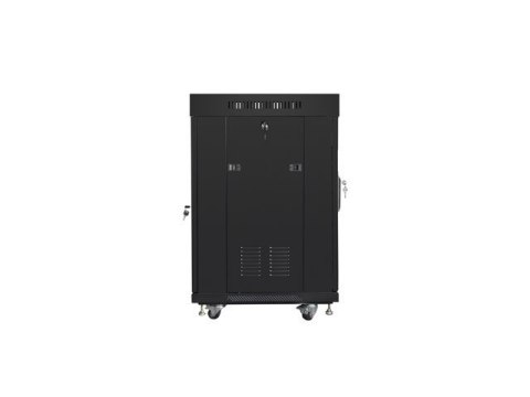 Szafa instalacyjna Rack stojąca 19 15U 600X600 czarna, drzwi sklane (flat pack)