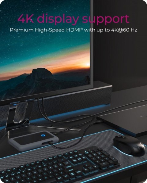 Stacja dokująca IB-DK2108M-C PD 100W, USB-C,8w1, NVMe