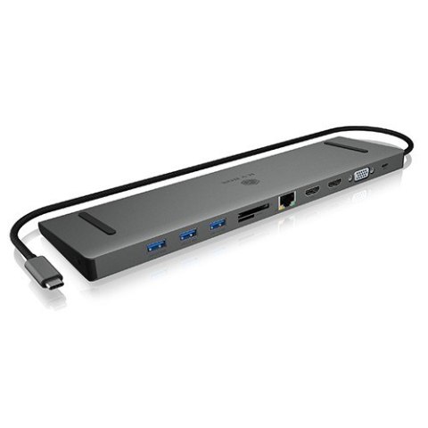 Stacja dokująca IB-DK2106-C Type-C z potrójnym wyjściem wideo, 2x High Speed HDMI typu A, 1x interfejs VGA, trzy interfejsy USB Stacja dokująca IB-DK2106-C Type-C z potrójnym wyjściem wideo, 2x High Speed HDMI typu A, 1x interfejs VGA, trzy interfejsy USB