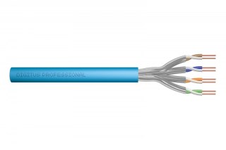 Kabel teleinformatyczny instalacyjny kat.6A, S/FTP, Eca, drut, AWG 23/1, LSOH, 50m ofoliowany Niebieski
