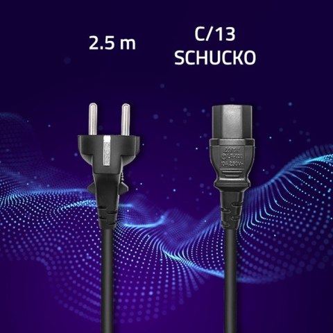 Kabel zasilajcy SCHUKO/C13 | 2.5m Kabel zasilajcy SCHUKO/C13 | 2.5m