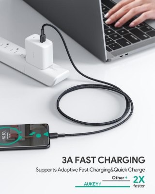 CB-CC2 OEM kabel USB-C - USB-C 2m 60W PD 3A 20V nylonowy oplot czarny