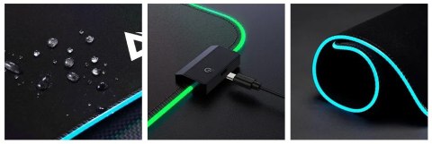 KM-P8 RGB M gamingowa podkładka pod mysz | 450x400x4mm | wodoodporna | gumowany spód | 11 efektów świetlnych KM-P8 RGB M gamingowa podkładka pod mysz | 450x400x4mm | wodoodporna | gumowany spód | 11 efektów świetlnych