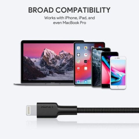CB-CL02 kabel Lightning - USB-C 1,2m MFi Apple USB-PD nylonowy oplot czarny